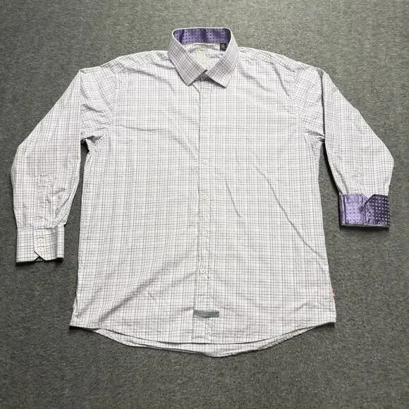 Lot of 4 English Laundry Dress Shirt Men's 17 34/35 Purple Blue Flip Cuff Logo - Picture 10 of 16